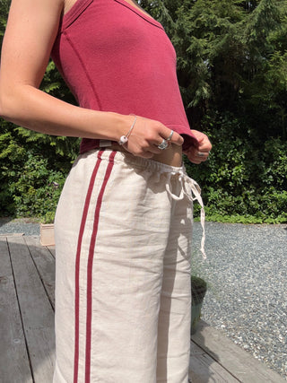 Tate Track Pants White Red Stripes