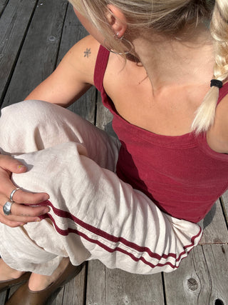 Tate Track Pants White Red Stripes