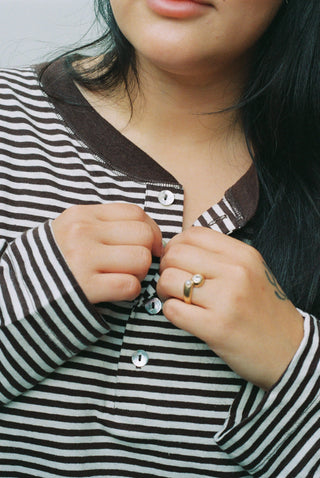 Hemp Bay Henley Choco Stripes