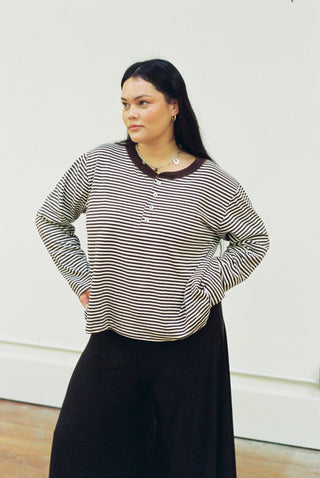 Hemp Bay Henley Choco Stripes