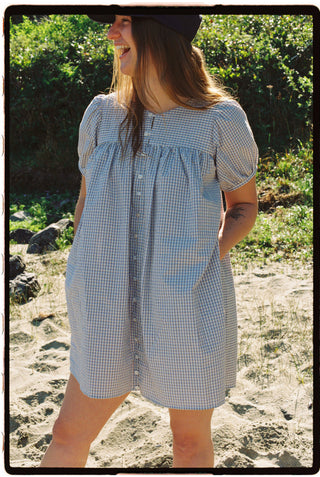 Babydoll Mini Dress Blue Check