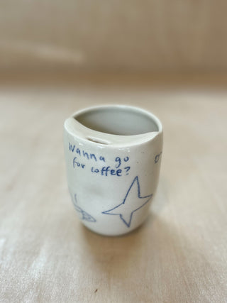 Travel Mugs with Blue Drawings