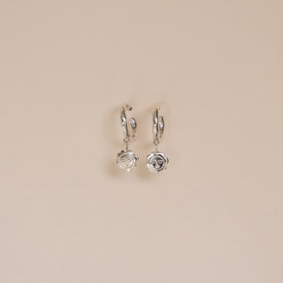 Charm Hoop Earrings : Silver Flower Face Rauw